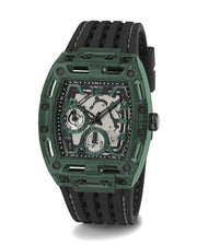 Guess Phoenix Analog Black Dial Black Silicone Strap Watch For Men- GW0499G7