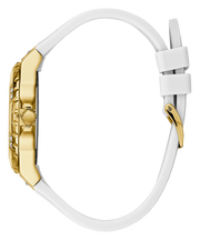 Guess Multifunction Gold Dial White Rubber Strap Watch for Women - GW0519L2