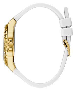 Guess Multifunction Gold Dial White Rubber Strap Watch for Women - GW0519L2