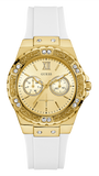 Guess Multifunction Gold Dial White Rubber Strap Watch for Women - GW0519L2