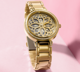 Guess Lily Quartz Gold Dial Gold Steel Strap Watch For Women - GW0528L2