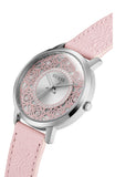 Guess Dahlia Analog Silver Dial Pink Leather Strap Watch for Women - GW0529L1