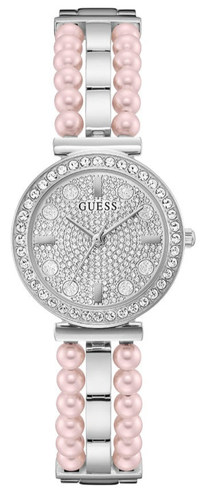 Guess Gala Diamonds Silver Dial Two Tone Steel Strap Watch for Women - GW0531L1