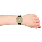 Guess King Quartz Crystals Gold Dial Black Silicone Strap Watch For Men - GW0537G2