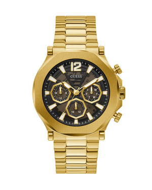 Guess Edge Chronograph Black Dial Gold Steel Strap Watch For Men - GW0539G2