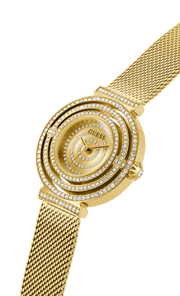 Guess Dream Quartz Gold Dial Gold Mesh Strap Watch For Women - GW0550L2