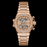 Guess Fusion Chronograph Rose Gold Dial Rose Gold Steel Strap Watch for Women - GW0552L3