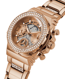 Guess Fusion Chronograph Rose Gold Dial Rose Gold Steel Strap Watch for Women - GW0552L3