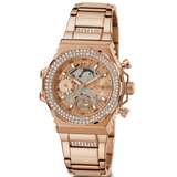 Guess Fusion Chronograph Rose Gold Dial Rose Gold Steel Strap Watch for Women - GW0552L3