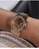 Guess Fusion Chronograph Rose Gold Dial Rose Gold Steel Strap Watch for Women - GW0552L3