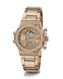 Guess Fusion Chronograph Rose Gold Dial Rose Gold Steel Strap Watch for Women - GW0552L3