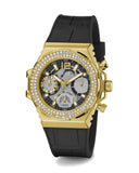 Guess Fusion Chronograph Black Dial Black Leather Strap Watch For Women - GW0553L4