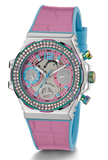 Guess Fusion Chronograph Pink Dial Pink Leather Strap Watch for Women - GW0553L5