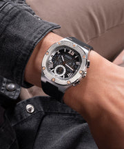 Guess Headline Chronograph Grey Dial Black Rubber Strap Watch for Men - GW0571G1