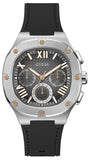 Guess Headline Chronograph Grey Dial Black Rubber Strap Watch for Men - GW0571G1