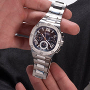 Guess Headliner Multifunction Blue Dial Silver Steel Strap Watch For Men - GW0572G1