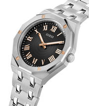 Guess Asset Quartz Black Dial Silver Steel Strap Watch For Men - GW0575G1