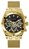 Guess Continental Chronograph Black Dial Gold Mesh Strap Watch For Men - GW0582G2