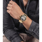 Guess Continental Chronograph Black Dial Gold Mesh Strap Watch For Men - GW0582G2