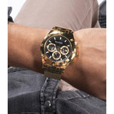 Guess Continental Chronograph Black Dial Gold Mesh Strap Watch For Men - GW0582G2