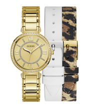 Guess Montage Quartz Gold Dial Gold Steel Strap Watch For Women - GW0588L1