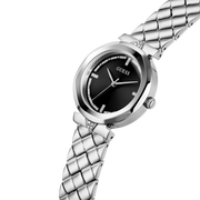 Guess Rumour Quartz Black Dial Silver Steel Strap Watch For Women - GW0613L1