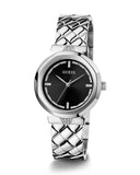 Guess Rumour Quartz Black Dial Silver Steel Strap Watch For Women - GW0613L1