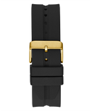 Guess King Quartz Crystals Gold Dial Black Silicone Strap Watch For Men - GW0537G2