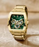 Guess Phoenix Multi Function Green Dial Gold Steel Strap Watch for Men - GW0456G3