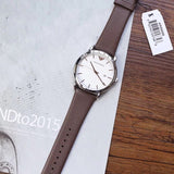 Emporio Armani Kappa Quartz White Dial Brown Leather Strap Watch For Men - AR80006