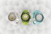 Gucci Dive Automatic Transparent Dial White Rubber Strap Watch For Men - YA136343