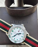 Gucci G Timeless White Dial Two Tone Nylon Strap Watch For Men - YA126231