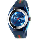 Gucci Sync XXL Quartz Blue Dial Blue Rubber Strap Watch For Men - YA137104