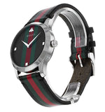 Gucci G Timeless Quartz Black Dial Multicolored Black Leather Strap Watch For Men - YA1264079