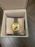 Gucci Grip Disney Mickey Mouse Gold Dial Brown Leather Strap Watch For Women - YA157420