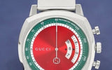 Gucci Grip Quartz Chronograph Red Dial Silver Steel Strap Watch For Men - YA157303