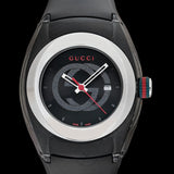 Gucci Sync Quartz Black Dial Black Rubber Strap Watch For Men - YA137301