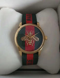 Gucci G Timeless Quartz Green & Red Dial Green & Red NATO Strap Watch For Men - YA126487A