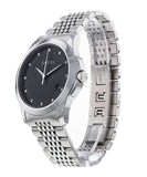 Gucci G Timeless Diamonds Black Dial Silver Steel Strap Watch For Men - YA126405