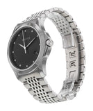 Gucci G Timeless Diamonds Black Dial Silver Steel Strap Watch For Men - YA126405