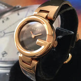 Gucci Guccissima Collection Quartz Black Dial Rose Gold Steel Strap Watch For Women - YA134509