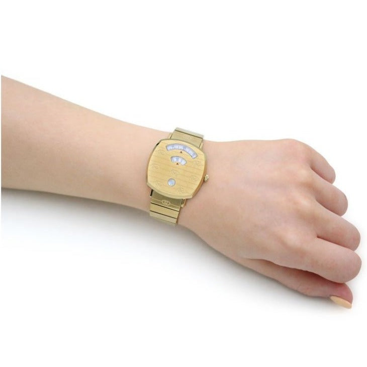 Gucci Grip Yellow Gold Dial Yellow Gold Steel Strap Unisex Watch