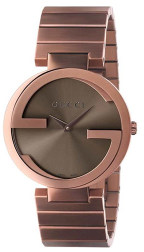 GUCCI 腕時計 アナログ クォーツ ブラウン Gucci Interlocking G Quartz Brown Dial Brown Steel Strap Watch for