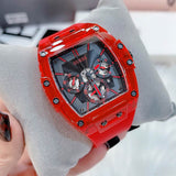 Guess Phoenix Multifunction Black Dial Red Rubber Strap Watch for Men - GW0203G5