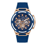 Guess Matrix Multifunction Blue Dial Blue Rubber Strap Watch for Men - GW0423G4