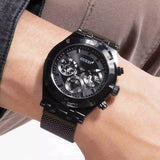 Guess Continental Chronograph Black Dial Black Mesh Strap Watch For Men - GW0582G3