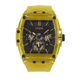 Guess Phoenix Multi Function Black Dial Yellow Rubber Strap Watch for Men - GW0203G6