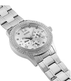 Guess Bedazzle Diamonds Silver Dial Silver Steel Strap Watch For Women - W1097L1