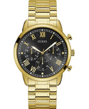 Guess Hendrix Multifunction Black Dial Gold Steel Strap Watch for Men - W1309G2