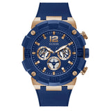 Guess Navigator Chronograph Blue Dial Blue Rubber Strap Watch for Men - GW0264G4